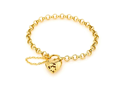 Gold Plated Toggle Heart Charm Bracelet